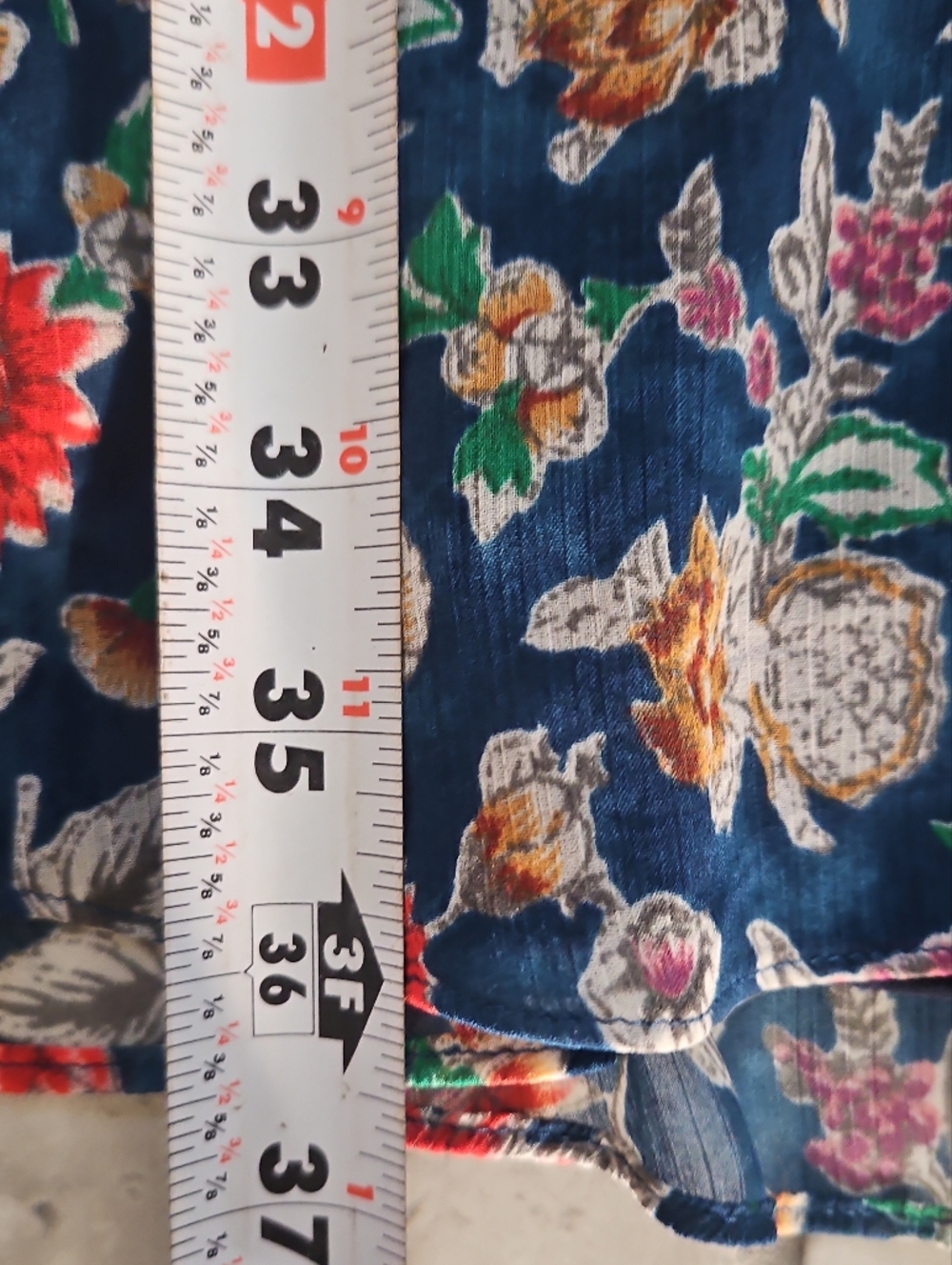 Lauren Ralph Lauren Floral Tiered Shift Dress Size 12 Navy Multicolor Crinkle Ge - Picture 6 of 8